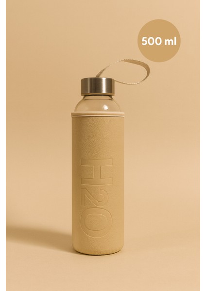 H2O Deri Kılıflı Cam Matara 500 ml