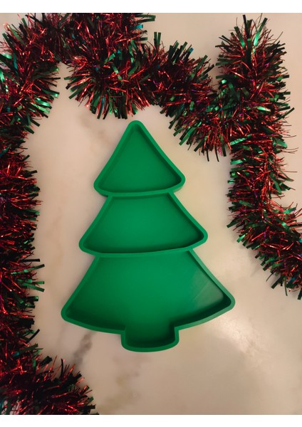 Noel Ağacı Şeklinde Dekoratif Tepsi