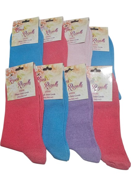 8 Li Bayan Renkli Penye Çorap