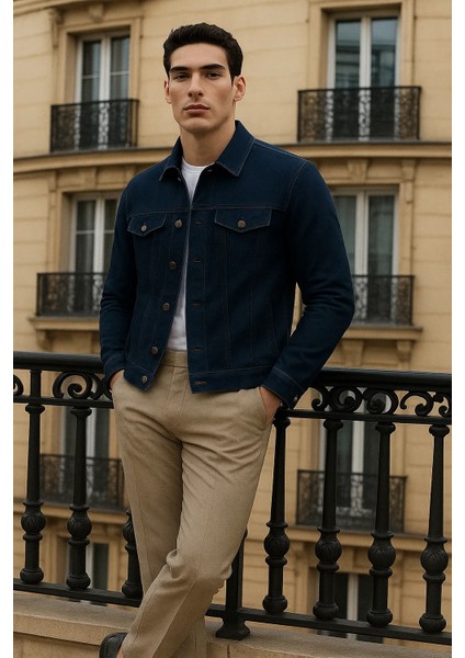 Erkek Günlük Mevsimlik Premium Trend Lacivert Kot Ceket fırsatları