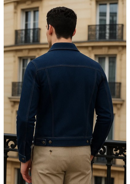 Erkek Günlük Mevsimlik Premium Trend Lacivert Kot Ceket indirimleri