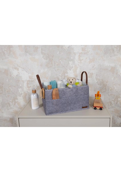 3 Gözlü Deri Şeritli Çok Amaçlı Düzenleyici Organizer Kutu Keçe Sepet 03860 ( Lisinya ) indirimleri