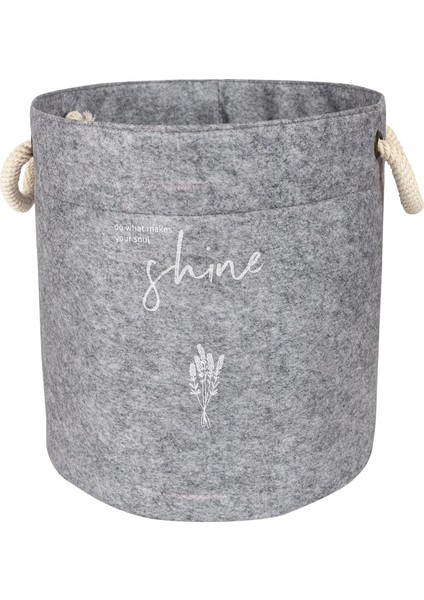 Kulplu Yuvarlak Düzenleyici Çok Amaçlı Kolay Taşınabilen Organizer Keçe Sepet (Maxi) 03655 ( Lisinya )