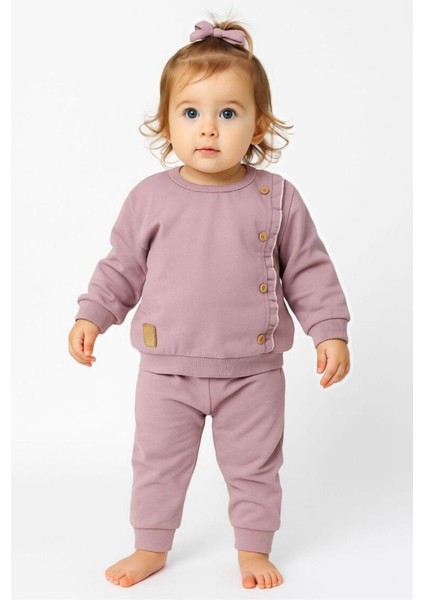 Kız Bebek 2'li Eşofman Takımı Alt - Üst Takım Pamuklu Kumaş