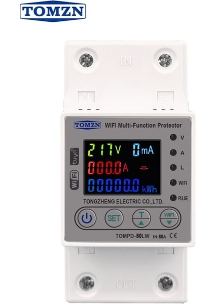 80A Wifi Akıllı Kaçak Akım Rölesi Tomzn 80A Wifi Voltaj Akım Koruyucu Röle TOMPD-80LW indirimleri