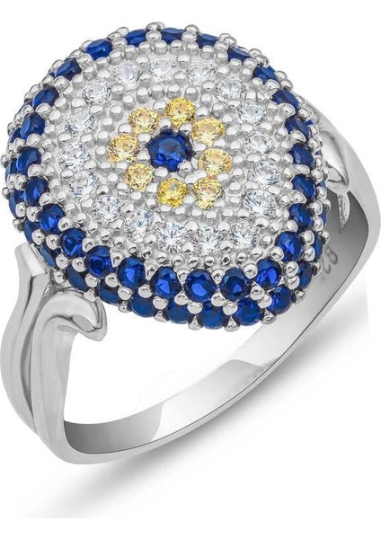 Hk Gümüş Kadın Yüzük Damla Nazarlı |Gümüş Takı Hediyelik Ürünler