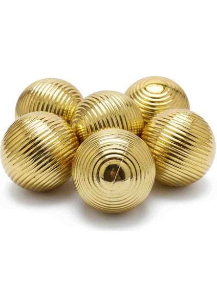 Yılbaşı Süs Topları 5 cm 6 Ad Parlak Çizgili Sarı