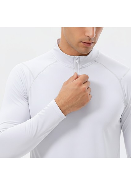 Erkek Uzun Kollu Yüksek Yaka Nefes Alan Kumaş Antrenman Üstü