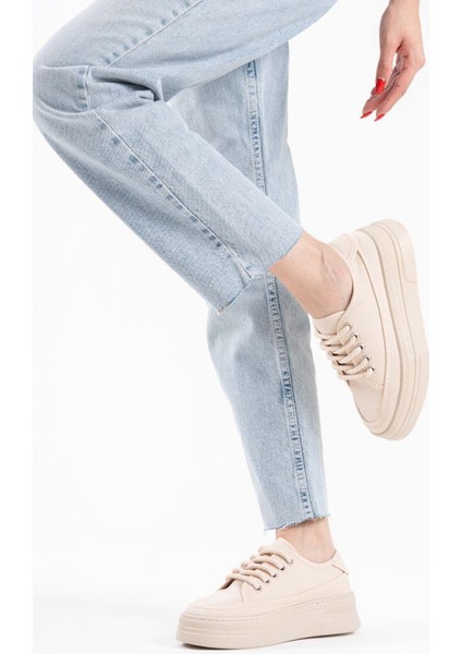 Gloex Premium Kadın Bej Keten Spor Ayakkabı fiyatları