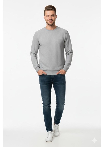 Erkek Sıfır Yaka Selanik Sweatshirt Regular Kalıp BGL-ST04870