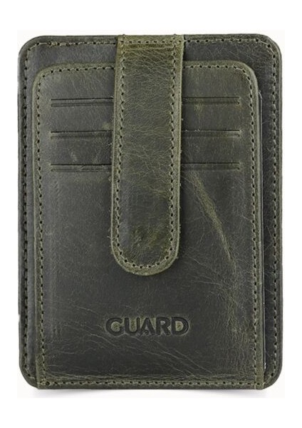 Guard Dikey Crazy Yeşil Deri Kartlık