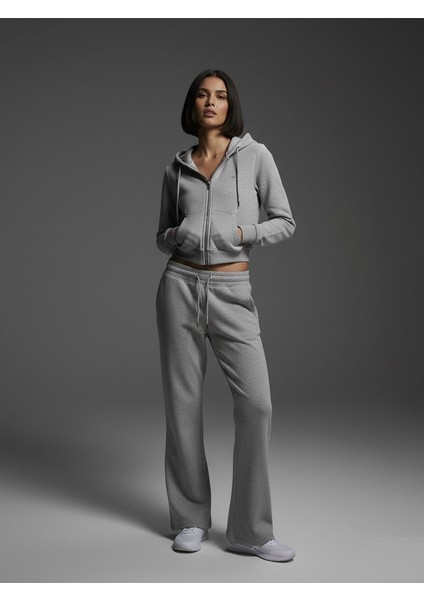 Beli Lastikli Flare Gri Eşofman