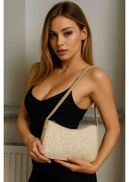 Krem Renkli Kadın Omuz Çantası Şık Zarif Günlük Suni Deri Model