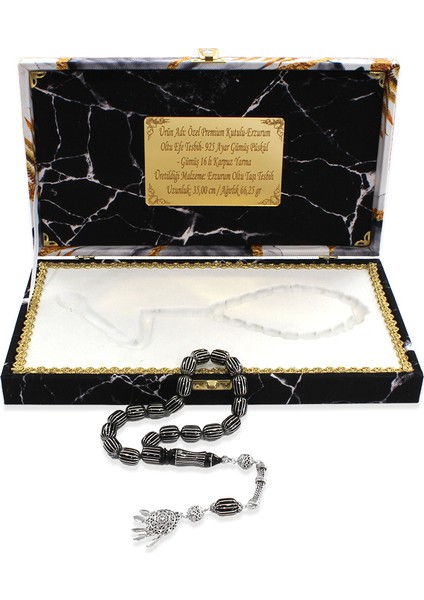 Premium Kutulu - Erzurum Oltu Efe Tesbih - 925 Ayar Gümüş Püsküllü - Gümüş 16 Lı Karpuz Yarma fiyatları