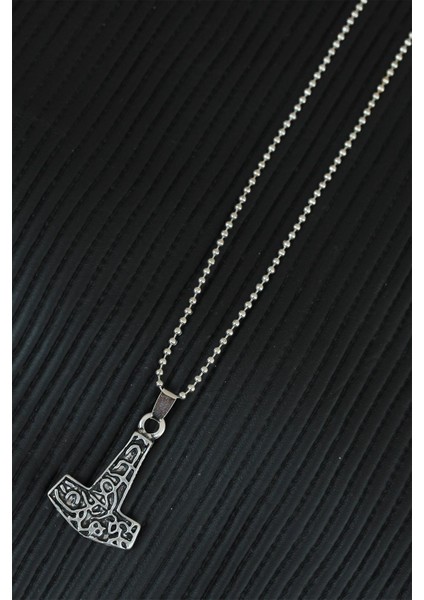 Gümüş Renk Metal Aksesuarlı Top Zincirli Erkek Kolye - Lisinya fiyatları