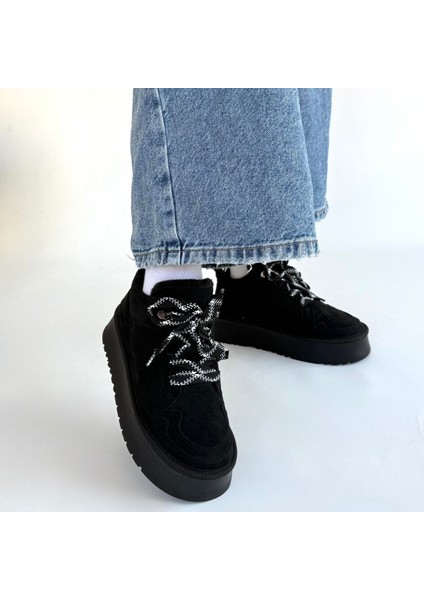 Muden Siyah Süet Bağcıklı Bot - Lisinya fırsatları