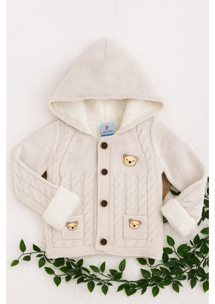 Erkek Bebek Kapüşon Detaylı Triko Ceket - Hırka