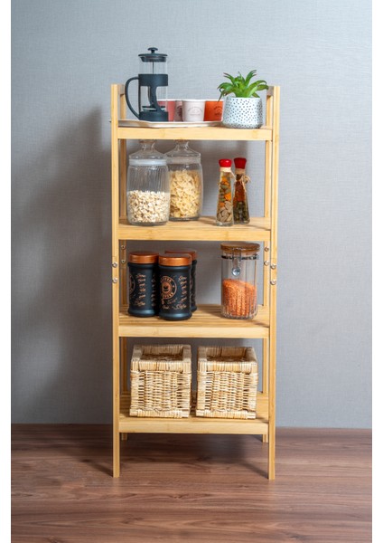 Doğal Bambu Çok Amaçlı Raf 4 Katlı – Banyo, Mutfak ve Salon Düzenleyici – Şık ve Dayanıklı Ahşap Raf Ünitesi modelleri