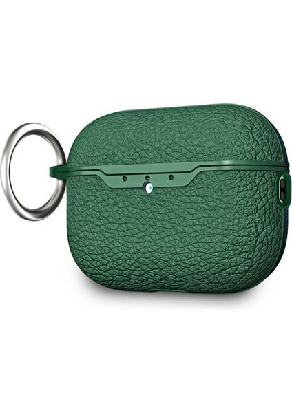 Apple Airpods Pro 3 Uyumlu Darbelere Dayanıklı Deri Görünümlü Askı Aparatlı Silikon Kılıf