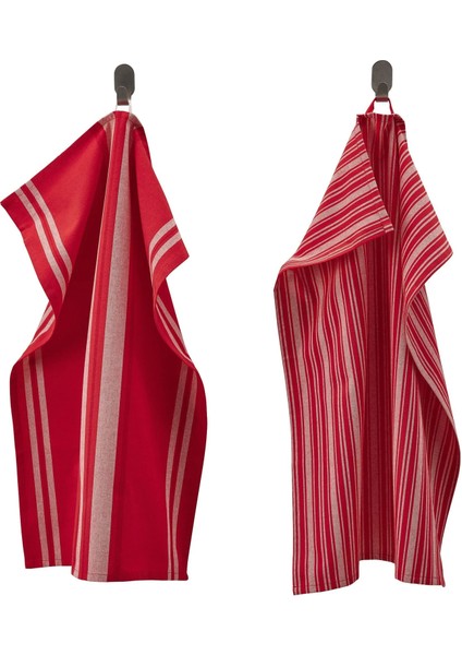 Vınterfınt Kurulama Bezi, Karışık Desenler-Kırmızı/beyaz, 50X70 Cm, 2 Adet