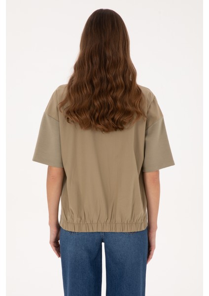 Kadın Açık Haki Tişört 50309440-VR183 indirimleri