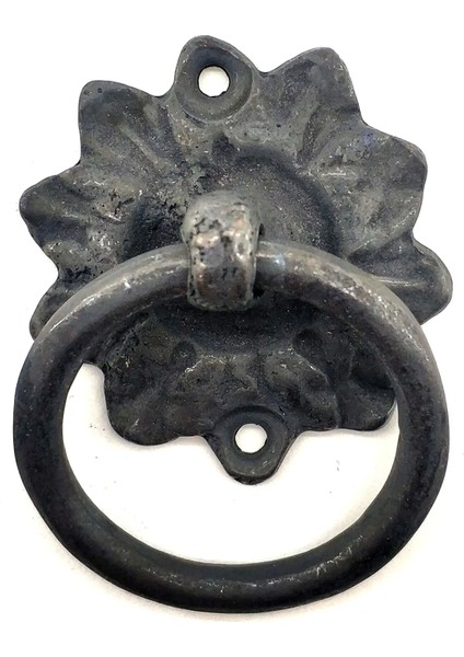 Antika Tarz Dekoratif Pirinç Çiçek Mobilya Kulbu, Kapı Kilit Halkası - 50MM, Oksit - Lisinya