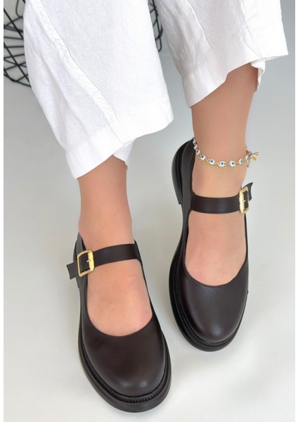 Yokox Kahverengi Cilt Oxford Ayakkabı - Lisinya