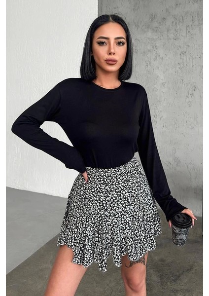 Rahat ve Şık Uzun Kollu Bisiklet Yaka Likralı Viskon Penye Body Siyah ( Lisinya ) fiyatları