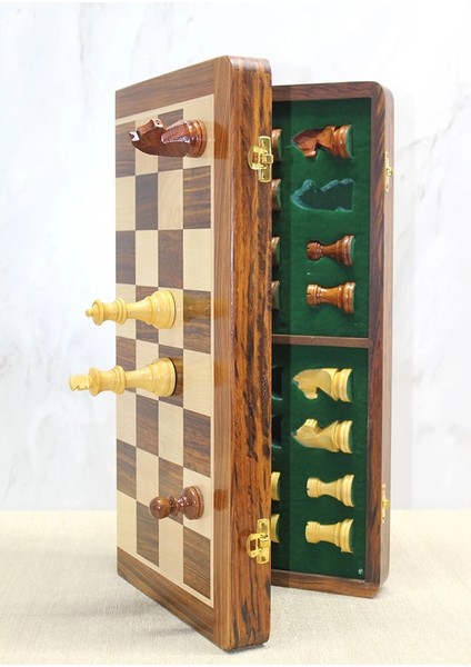 Mıknatıs Taşlı Ahşap Katlanabilir Kutulu Satranç Oyunu 40 cm G225 ( Lisinya ) modelleri