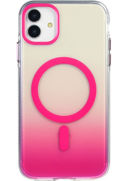 iPhone 11 Kılıf M-Safe Şarj Özellikli Transparan Renk Geçişli Zore Toros Kapak - Lila