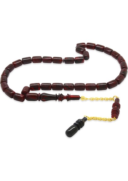 Altın Renk 925 Ayar Gümüş Püsküllü Imamesı Usta Işçilikli Kapsül Kesim Mor Kırmızı Katalin Tesbih