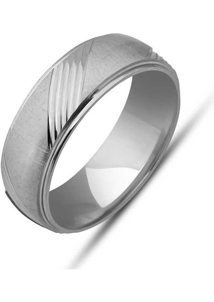 Hk Gümüş Alyans Çizgi Desenli Rodyum |Gümüş Takı Hediyelik Ürünler