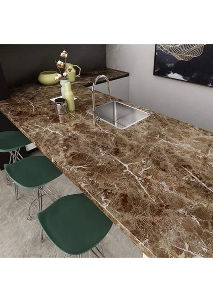 Mermer Desenli Masa Tezgah Mutfak Su Geçirmez Yapışkanlı Folyo Sticker Kahverengi 5x0,6m ( Lisinya ) fiyatları