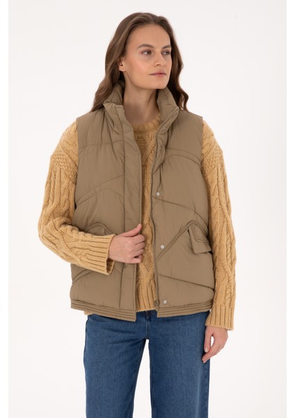 Kadın Açık Haki Yelek (Dokuma) 50308091-VR183