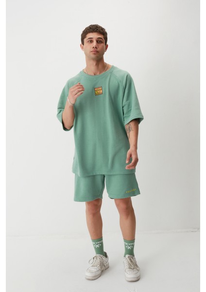 Square Logo Nakışlı Oversize Heavy T-Shirt