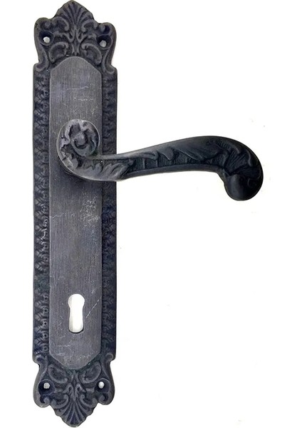 Antika Tarz Dekoratif Pirinç Sultan Oda Kapı Kolu - 270X54MM, Oksit ( Lisinya )