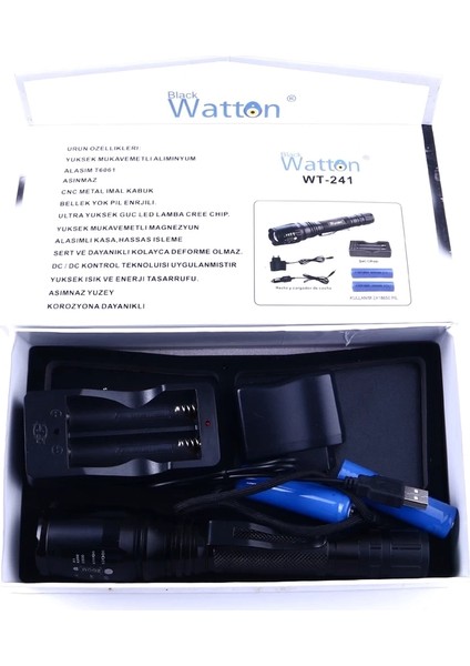 Profesyonel Tx6 Şarjlı Zoomlu El Feneri WT-241 ( Lisinya ) indirimleri