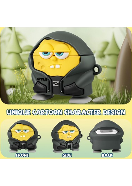 Pro 3. Nesil Uyumlu Hoodie Sünger Bob Figürlü Koruyucu Silikon Kulaklık Kılıfı fırsatları