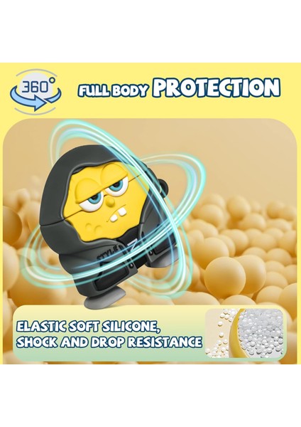 Pro 3. Nesil Uyumlu Hoodie Sünger Bob Figürlü Koruyucu Silikon Kulaklık Kılıfı indirimleri