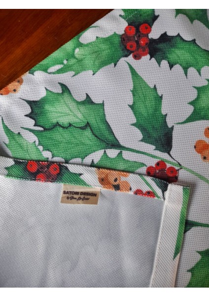 Yılbaşı Yapraklı Kokina Desenli Dijital Baskılı Runner modelleri