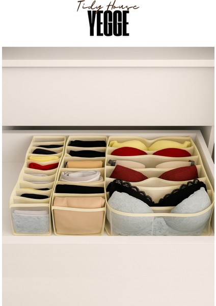 3'lü Şeffaf Çamaşır Çorap Sütyen Düzenleyici Dolap Içi Organizer ve Çekmece Içi Düzenleyici Kaliteli