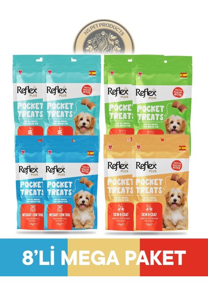 Pocket Treats 8'li Köpek Ödül Maması Mega Set 8X70GR