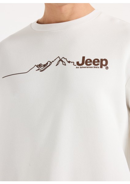 Bisiklet Yaka Baskılı Ekru Erkek Sweatshırt J5WM-SWT7297 fırsatları