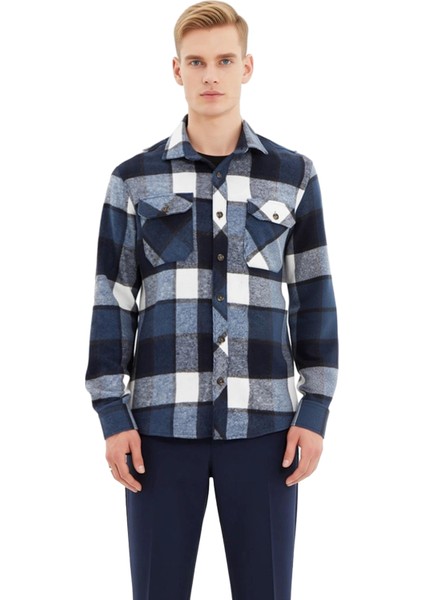 Erkek Oduncu Stili Kareli Desenli Kışlık Ceket Gömlek Çift Cepli Rahat Kesim Günlük Kullanım fırsatları