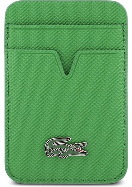 iPhone 17 Pro Kılıf Lacoste Lisanslı M-Safeli Pu Pike Desenli Metal Logolu Kartlıklı Kapak Yeşil