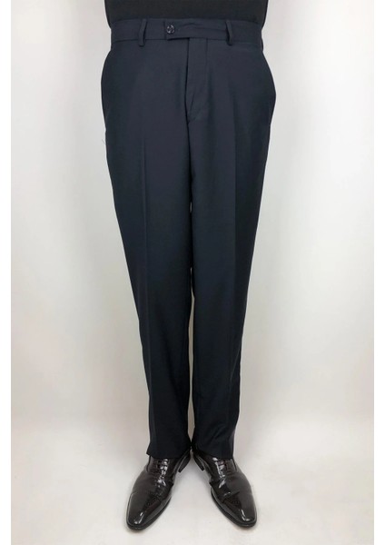 Fistan Store Erkek Düz Yüksek Bel Klasik Kesim Rahat Kalıp Yandan Cepli Boru Paça Büyük Beden Kumaş Pantolon