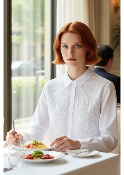 Kadın Oversize Dokuma Gömlek Dokulu Desenli Klasik Yaka Uzun Kol Rahat Kesim Şık Görünüm Spor fiyatları