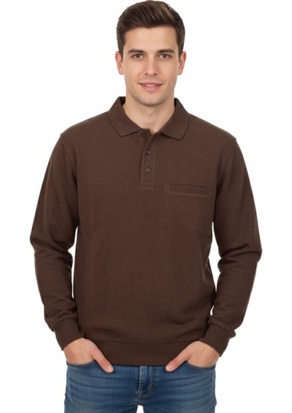 Erkek Polo Yaka Cepli Selanik Sweatshirt Regular Kalıp BGL-ST04872