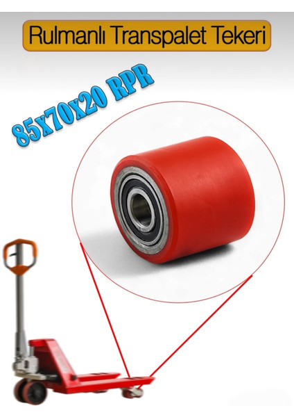 80X70X20 Döküm Üstü Poliüretan Rulmanlı Transpalet Tekeri