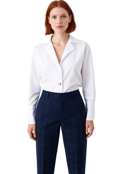 Kadın Oversize Kesim Gümüş Düğmeli Uzun Kollu Düz Gömlek Günlük ve Şık Kombinler Dayanıklı fırsatları